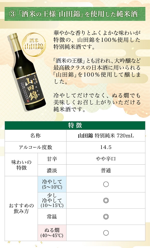 酒米3種飲み比べセット 山田錦 特別純米